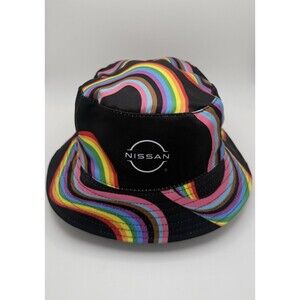 Nissan Reversible Bucket Hat Rainbow Print Logo All Over Print Unisex